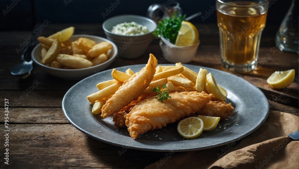fish and chips with lemon