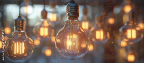 D Rendered Light Bulbs Illuminating the Path of Innovation