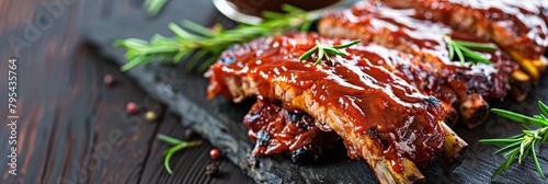 Surrender to the captivating allure of barbecue sauce, its bold flavor and smoky aroma invigorating photo