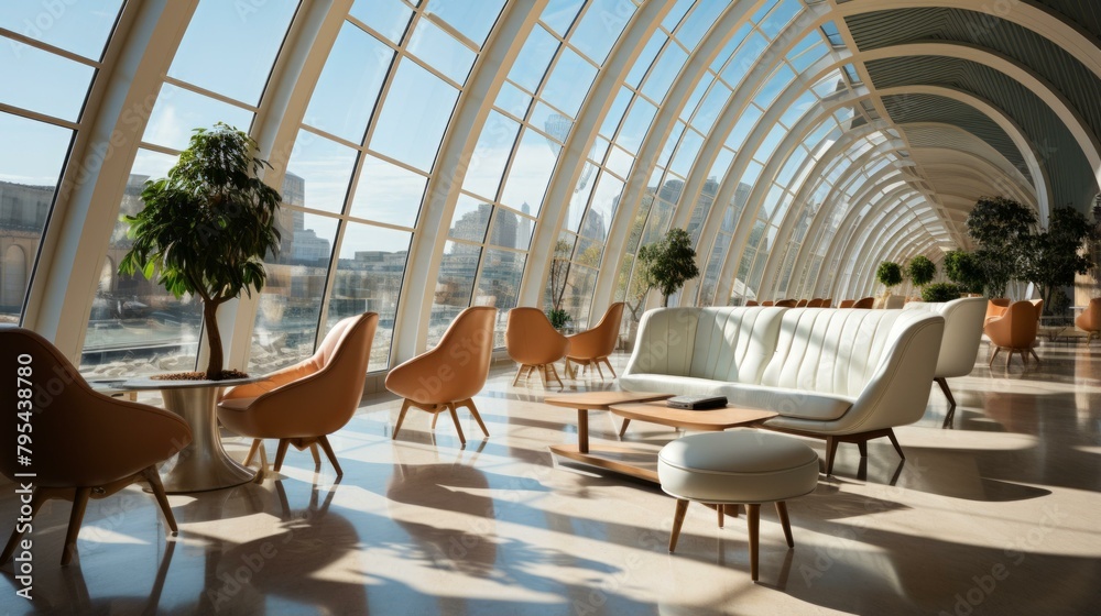Fototapeta premium b'Modern bright office space with large windows and stylish furniture'