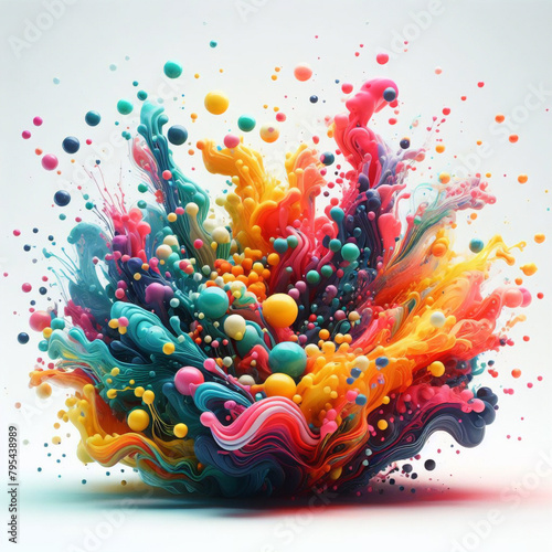 um arco-íris, um artista abstrato mistura aquarelas com maestria na tela, criando um padrão que vibra com vida. photo