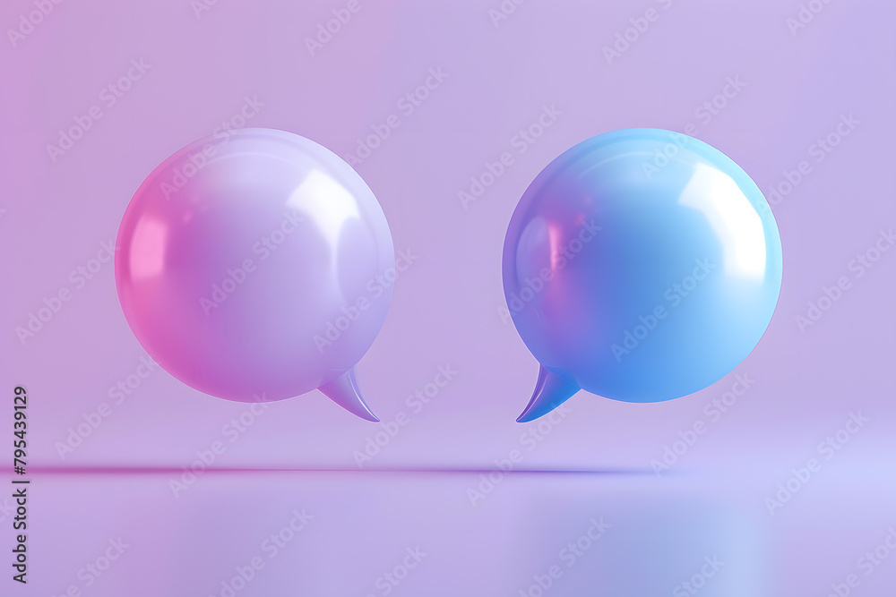 Light purple, pink and blue cartoon 3d chat sms icon collection isolated on pink purple background Light purple, pink and blue cartoon 3d chat sms icon collection isolated on pink purple background