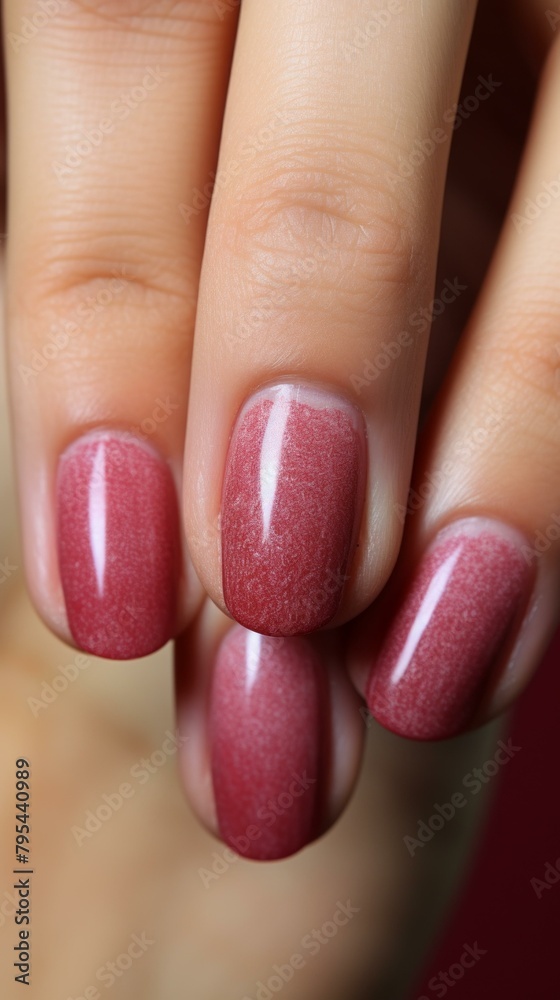b'Close-up of hand with pink nail polish' b'Close-up of hand with pink nail polish'
