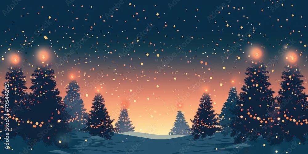 b'A beautiful winter landscape with snow covered pine trees and a starry night sky' b'A beautiful winter landscape with snow covered pine trees and a starry night sky'