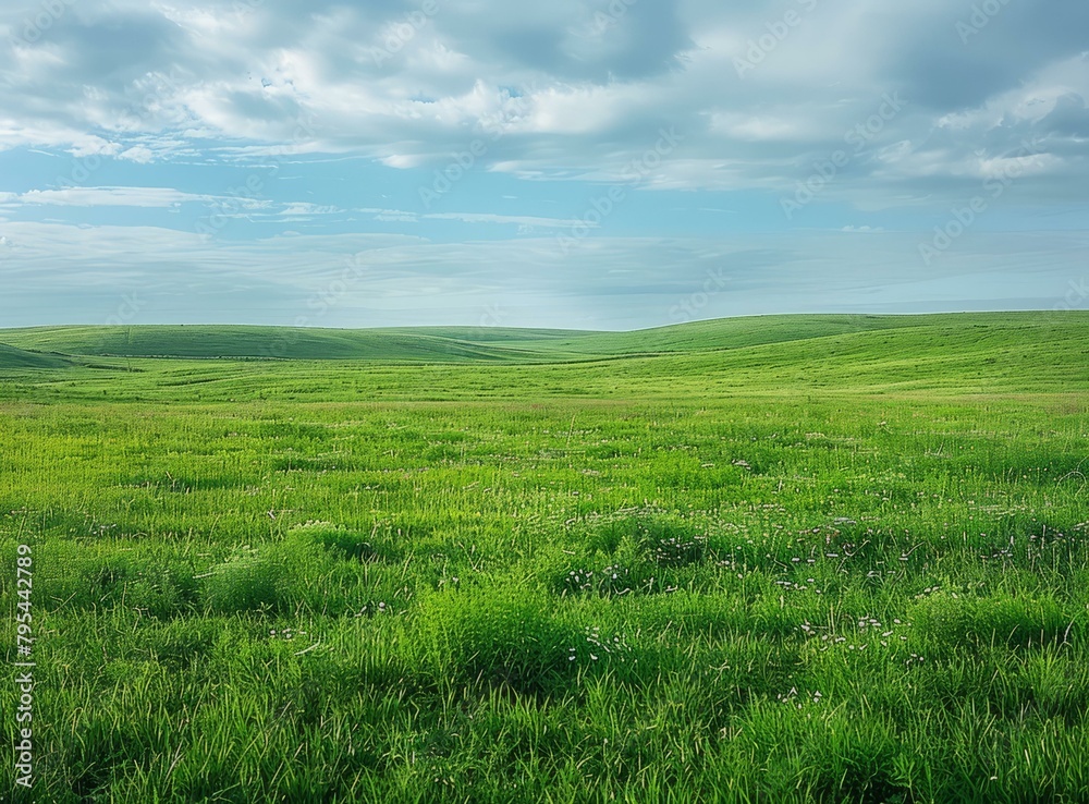 Fototapeta premium b'Green rolling hills under a blue sky'