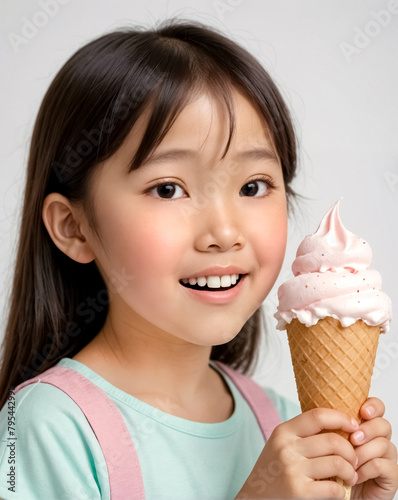 girl holding a ice cream in hand
