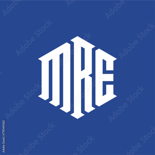 blue house icon Logo Initials mr and e