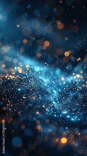 b Blue and gold particles form an abstract background 
