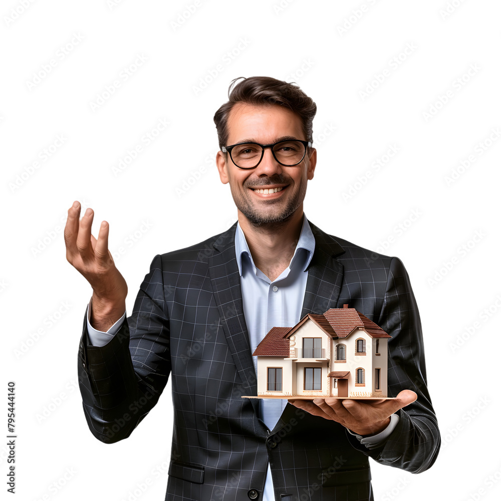 Midjourney Bot
APP
 — heute um 16:41 Uhr
A real estate agent with a model house, offering a welcoming gesture, on a transparent background.