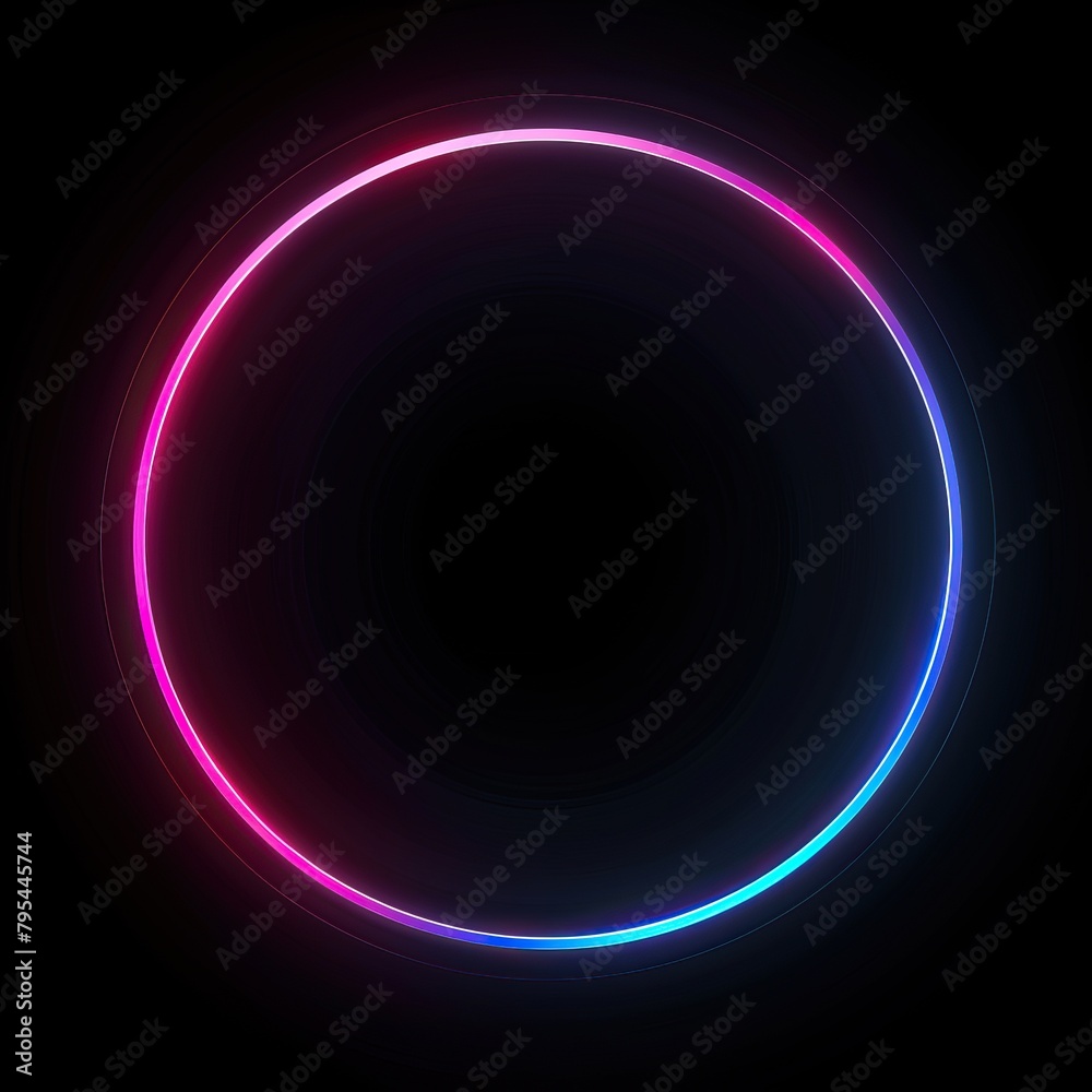 A glowing neon circle in the dark.
