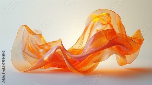 b'Orange translucent wavy silk-like abstract form'