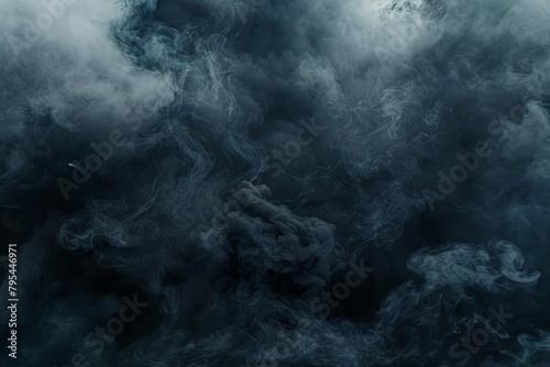 ominous gray smoke texture on dark stormy sky background creating eerie horror atmosphere digital art