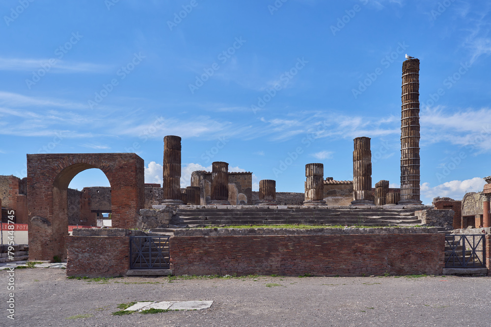 The Civil Forum, focal point of all the main public buildings in the archaeological site of Pompei, Italy
