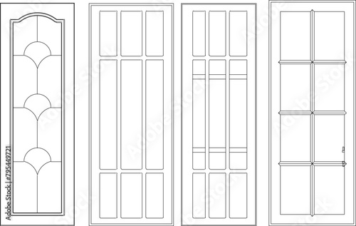 Vector sketch illustration design drawing of traditional ethnic vintage wooden cupboard door partition