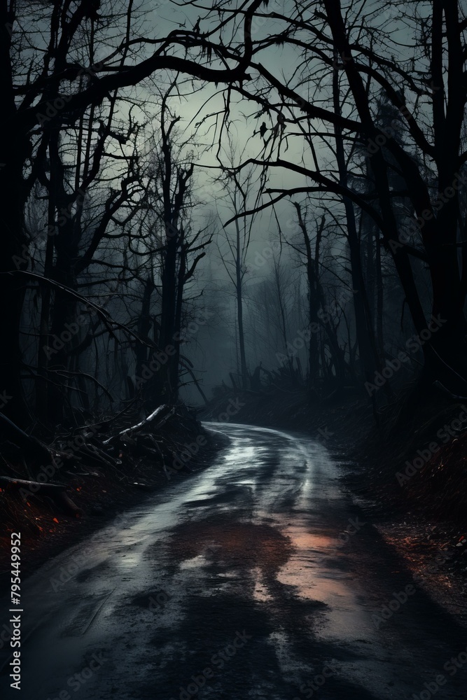 b'The road through the dark forest'