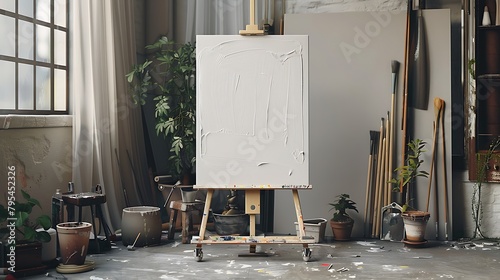 Explore the quiet elegance of a blank canvas, its smooth surface awaiting the touch of inspired hands to bring it to life photo