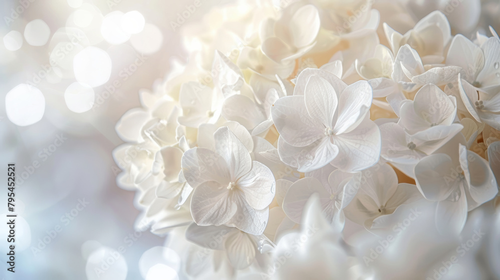 Close-Up of White Hydrangeas on White Background