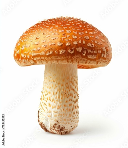 b'close up of a large orange mushroom with a white stem'