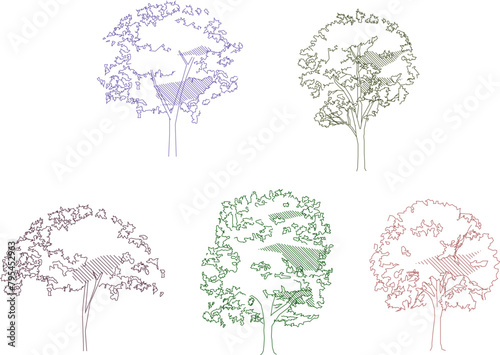 Vector sketch illustration design of tree plant logo symbol image seen from the front