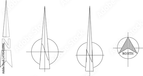 Vector sketch illustration design of wind rose logo symbol image direction north south west east