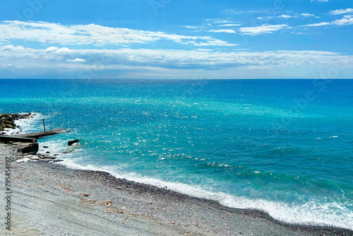 mare e spiaggia a genova in italia, sea and beach in genoa in italy 