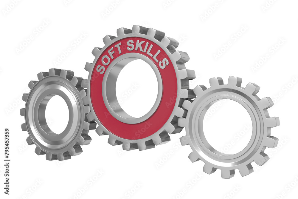 Spinning gears text Soft Skills. Interaction concept. 3D illustration. Spinning gears text Soft Skills. Interaction concept. 3D illustration.