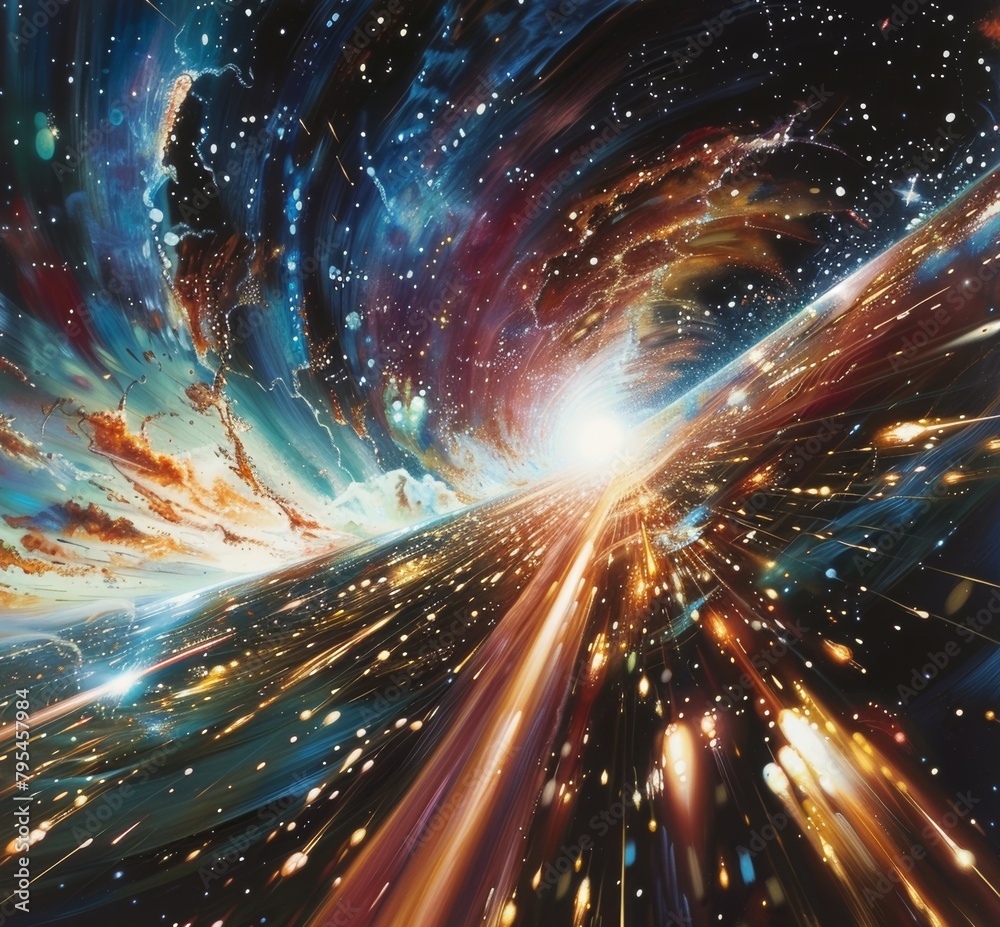 Obraz premium Celestial Illuminations Captivating Spacefield Particle Light