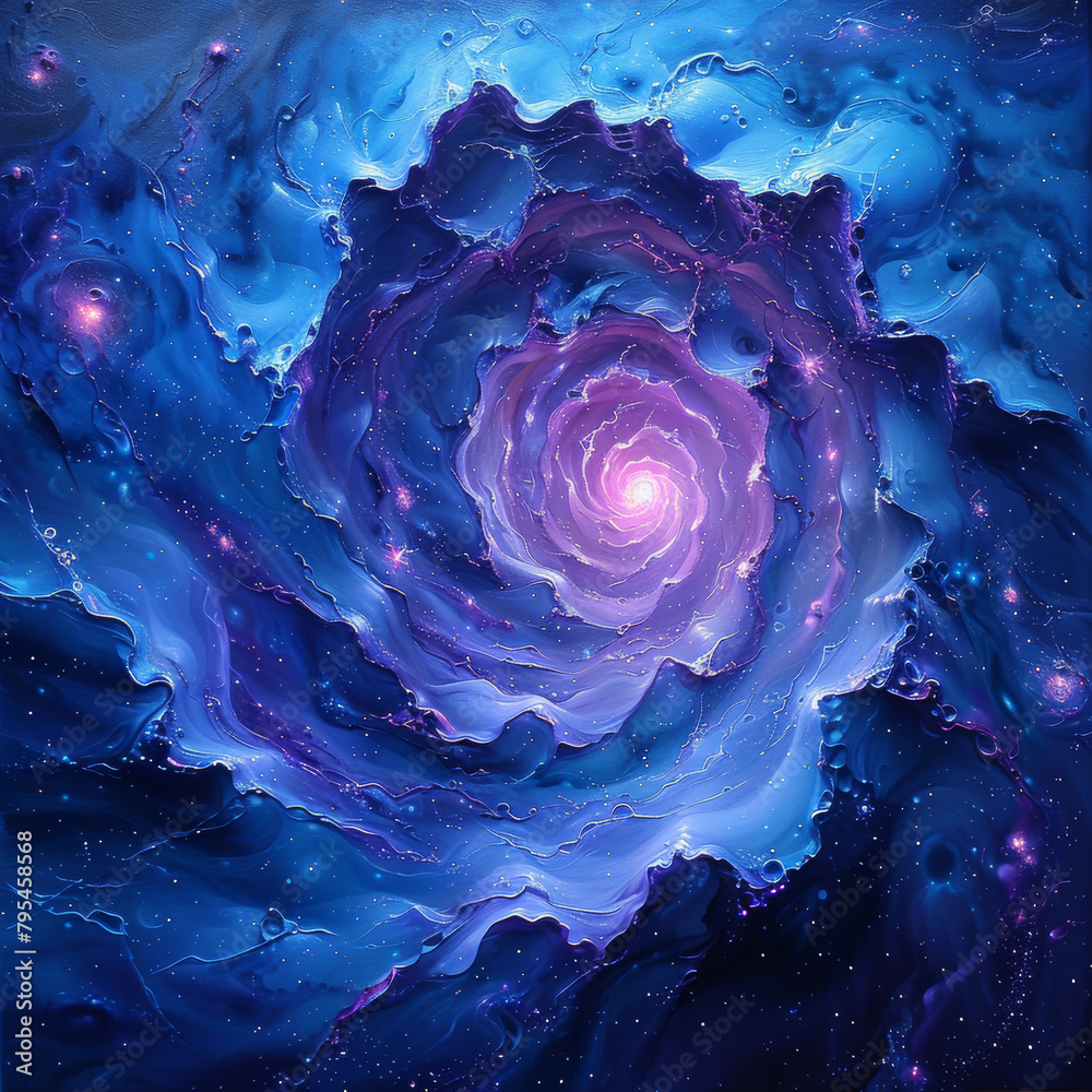 Obraz premium Nebula Neon Dreams in Blue - Purple and Fuchsia