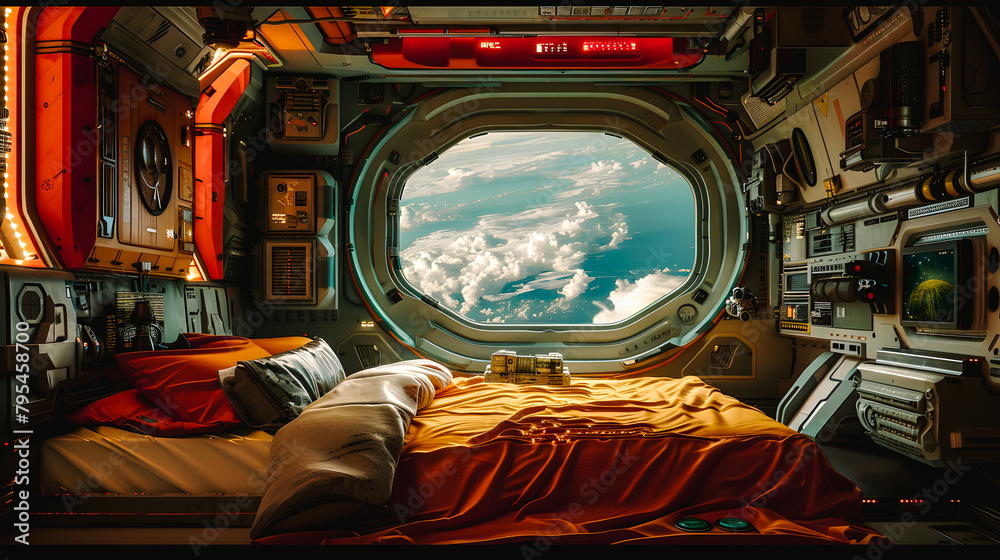 Chambre dans un vaisseau spatial du futur Chambre dans un vaisseau spatial du futur