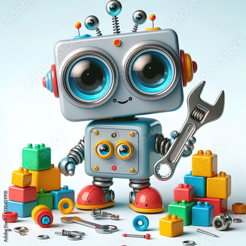 Ein Foto eines kleinen lustigen Roboters