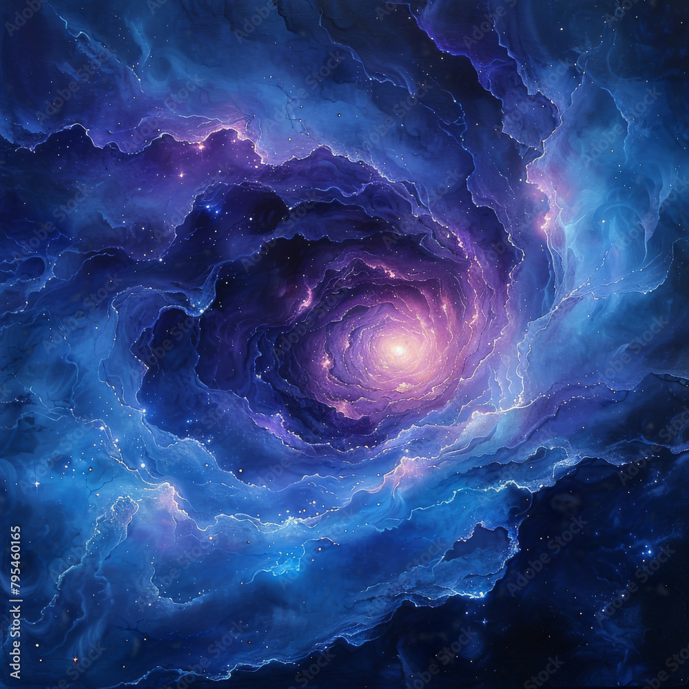Nebula Neon Dreams in Blue - Purple and Fuchsia - obrazy, fototapety, plakaty 