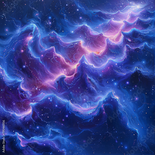 Nebula Neon Dreams in Blue - Purple and Fuchsia © Arti