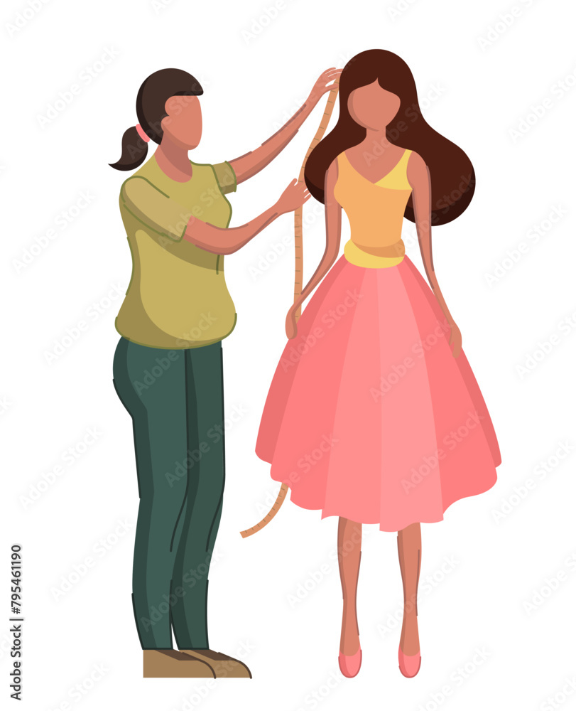 Tailor master taking measurement. Creative atelier profession. Isolated.
Tailor master taking measurement. Creative atelier profession. Isolated.