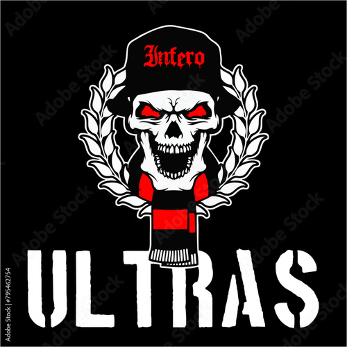 Vector logo emblem skull head football fans ultras and hooligans
