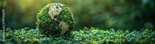 Green globe with growing plants.