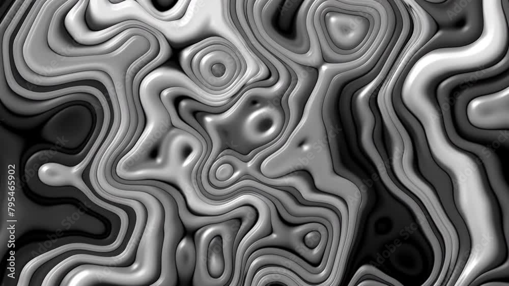Wavy abstract surface. Close-up of a shiny smooth black white background. Looped animation 4k. Wavy abstract surface. Close-up of a shiny smooth black white background. Looped animation 4k.