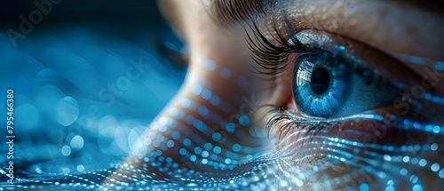 Analyzing Unique Eye Patterns with Biometric Scanner for Identification Purposes. Concept Biometric Technology, Eye Recognition, Identification Security, Eye Patterns, Unique Biometrics