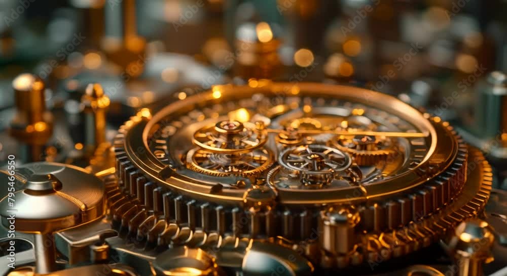 Detailed images of the custom-made watch mechanism. Blurred artisan workshop Detailed images of the custom-made watch mechanism. Blurred artisan workshop