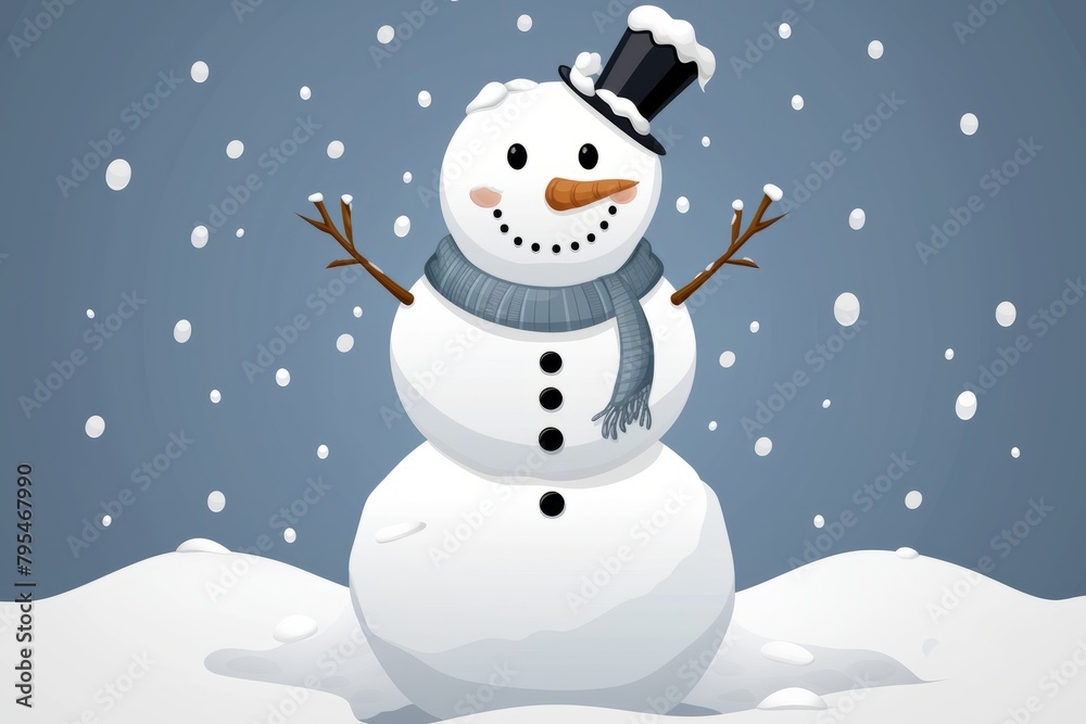 Beautiful snowman at winter season, christmas