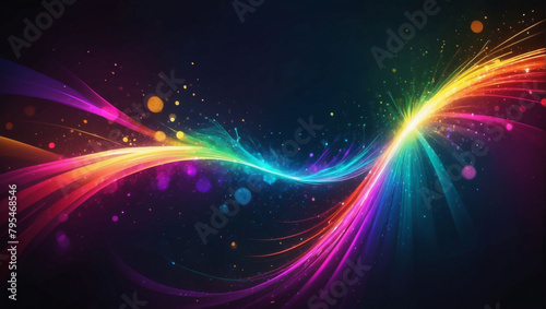 Radiant Rainbow, Vibrant Bokeh Light Streak Background with Shifting Hues, Illuminating the Scene. © xKas