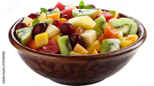 Fruit salad in a clay bowl