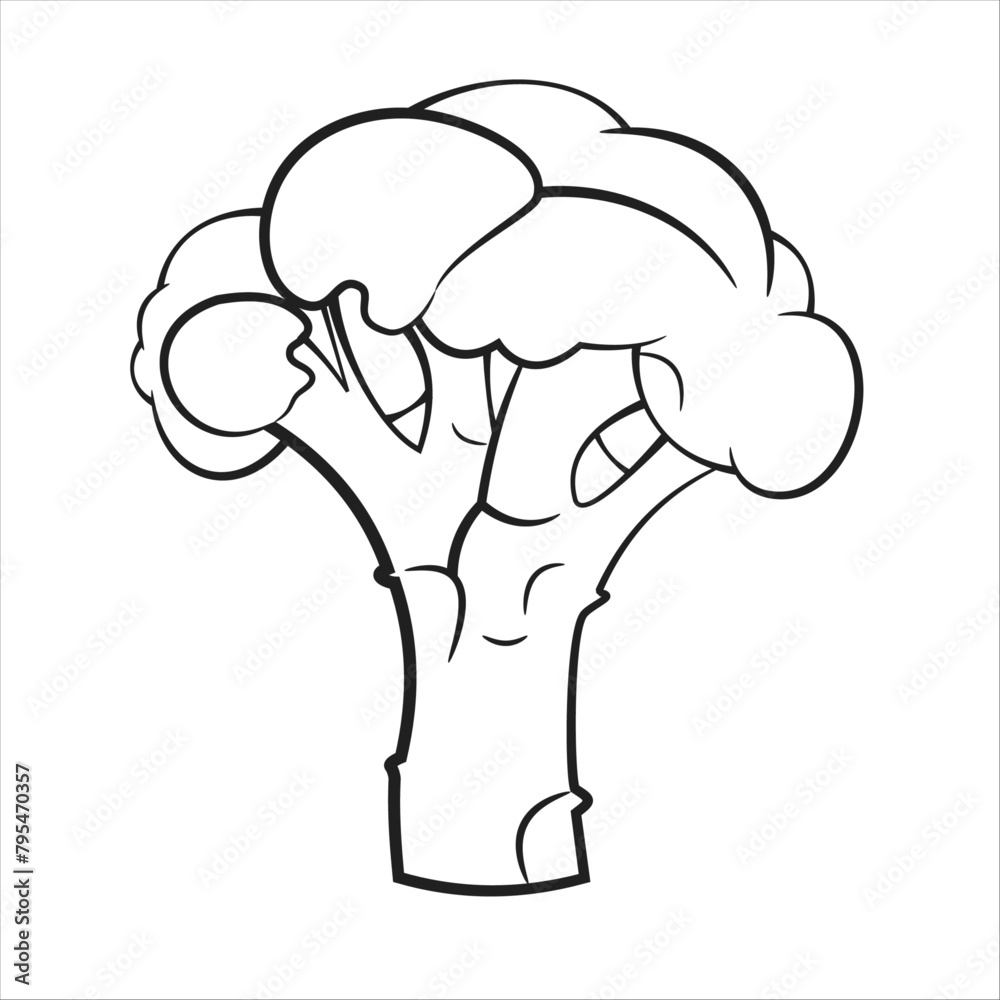 Broccoli, Black and White stylized, Vector Illustration Broccoli, Black and White stylized, Vector Illustration