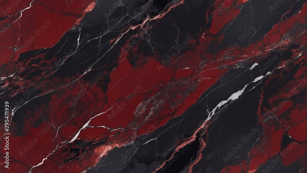 Scarlet Slate, Deep Red Marble Texture with Subtle Black Accents, Resonating with Nighttime Intensity.