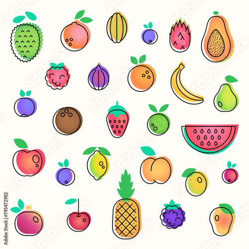 Vector fruits collection (ID: 795472982)