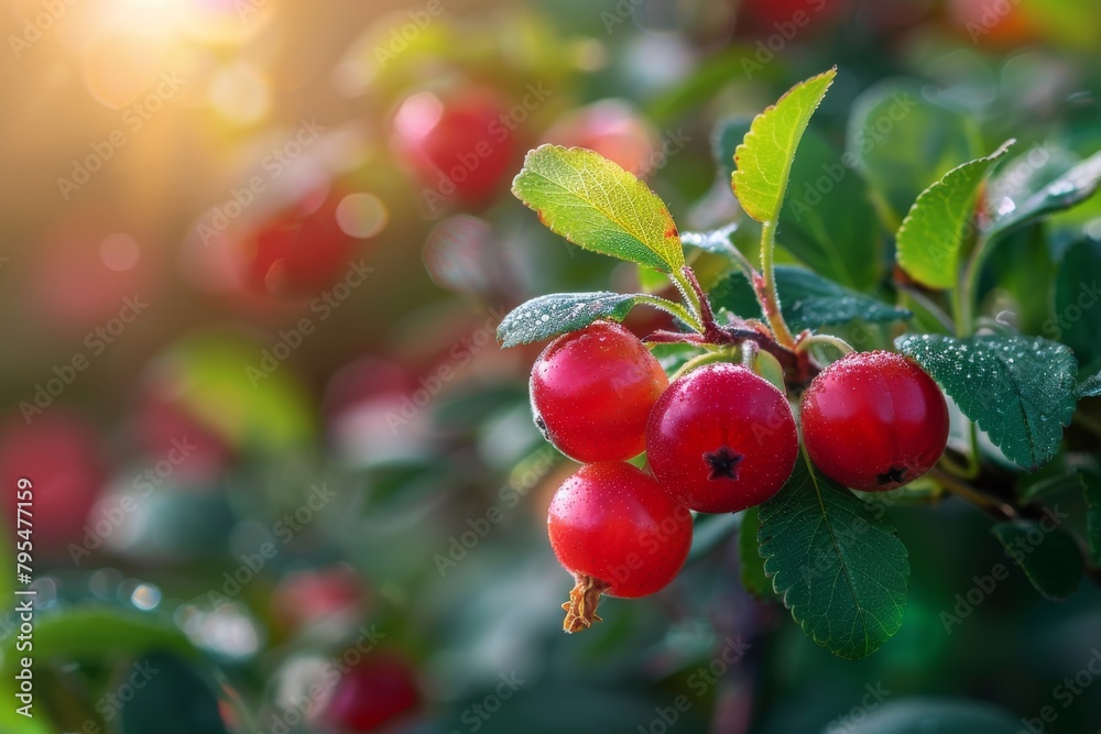 Tart lingonberry with vibrant red color and tangy, juicy flavor, adding brightness to any composition