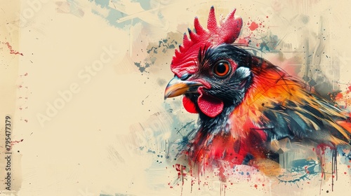 vivid farm chicken background with copy space photo