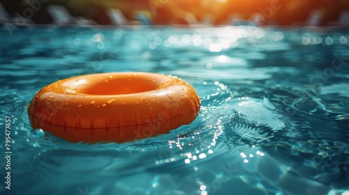 A yellow rubber ring floats in a pool of water
