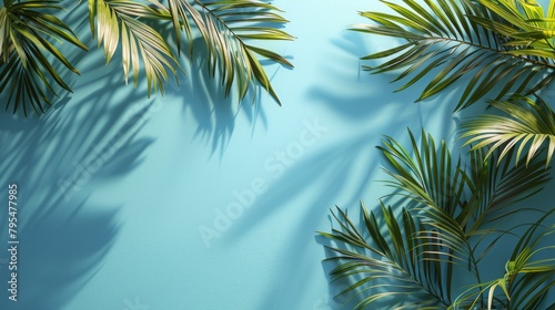 Sunlit Tropical Palm Leaves with Shadow Play