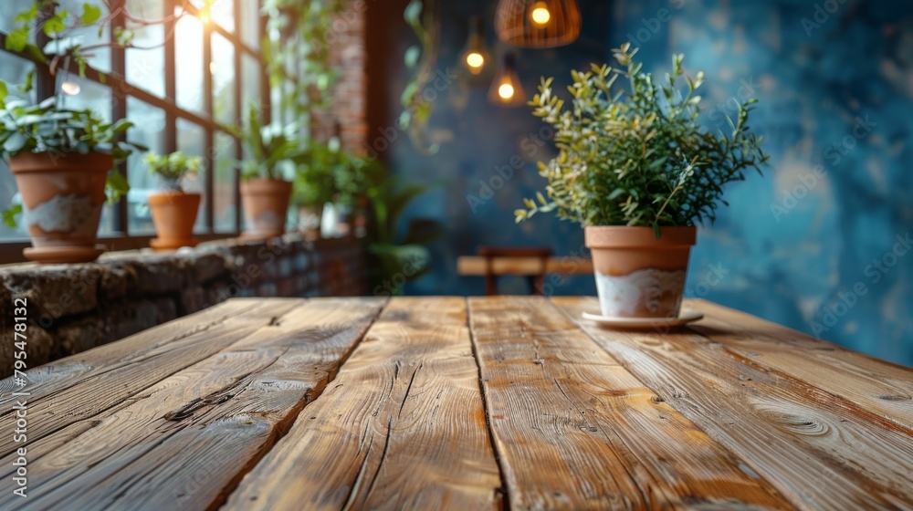 Fototapeta premium A table with a potted plant and candles on it