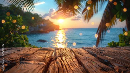 Wooden Table Overlooking Ocean